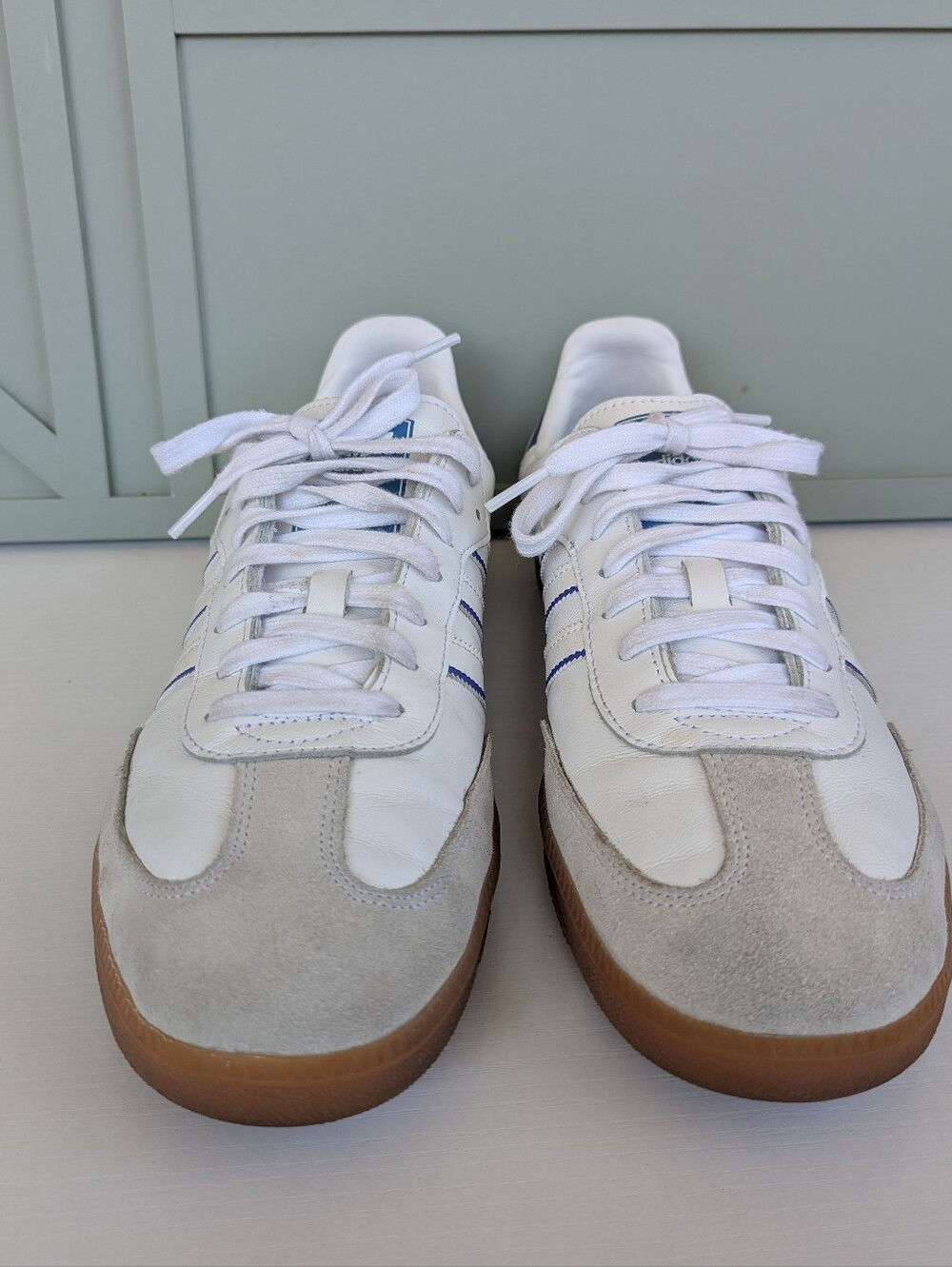 Adidas Samba Classic Leather Sneakers - White / Blue - Picture 3 of 8